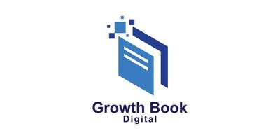 logo design combination of book and arrow, growth, digital, logo for financial reports, investment, symbol, icon, idea, creative. vector