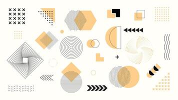 Mega Set of Memphis Design Elements, Abstract Geometric Shapes with Modern Hipster Style, Colorful Circle and Triangle Line Graphics. vector