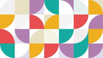 Modern Geometric Background with Scandinavian Inspired Abstract Shapes and Swiss Style Rectangles, Squares, and Circles Design. vector