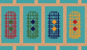aztec pattern on beige background.Square shape.Triangle pattern.Vertical pattern.Zigzag.Yarn.Seamless.DIgital design. vector