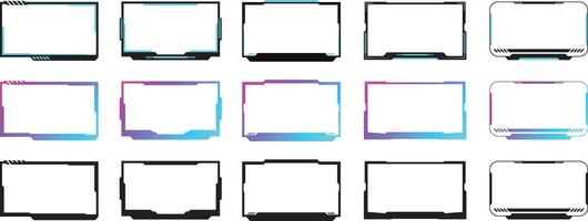 Set of live stream overlay panel design. Twitch live stream overlay face. Futuristic digital streaming screen interface vector