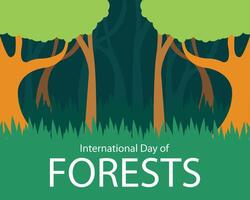 illustration graphic of view in the middle of a green wilderness, perfect for international day, international day of forest, celebrate, greeting card, etc. vector