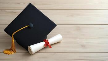 Celebrating Milestones, Graduation Cap and Rolled-Up Diploma photo