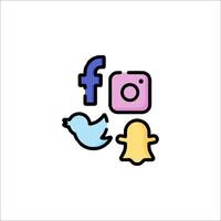 A social media icon with a phone, a camera and a bird vector