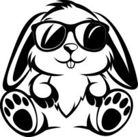 Bunny Playful rabbit wearing sunglasses, sitting with a cheerful expression. vector