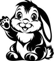 Bunny Cute cartoon rabbit waving cheerfully with a friendly expression. vector