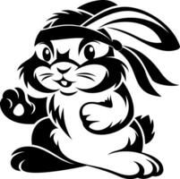 Bunny Ninja rabbit character in a playful pose with a headband. vector