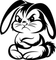 Bunny Angry cartoon rabbit with crossed arms and a defiant expression. vector