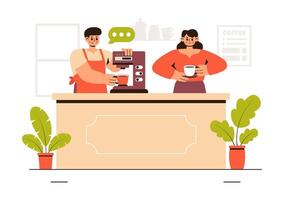 Coffee Flavor Testing Illustration with People Experiencing Different Coffee Notes vector