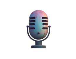Retro Microphone A 3D Render of a Vintage Microphone with a Pastel Color Palette png