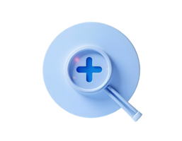 3D Render of a Magnifying Glass with a Plus Sign A Symbol of Growth, Addition, and Detailed Examination png