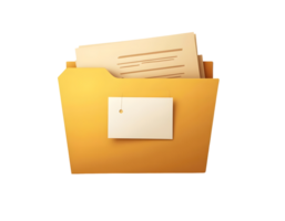 Digital File Folder Icon A Realistic Yellow Folder with Documents and a Note png