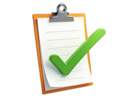 Checklist Completed A 3D Render of a Clipboard with a Green Checkmark, Symbolizing Task Completion and Success png