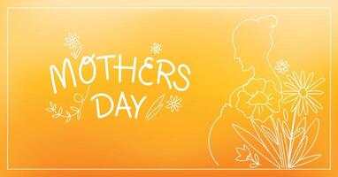 Happy mothers day greeting card, poster design with flower and typography letter, blurred background vector