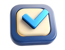 3D Render of a Check Mark Icon A Blue Check in a Square Button png