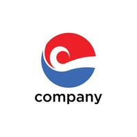 circular design with a red upper half and a blue lower half vector