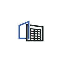 building with an open door vector
