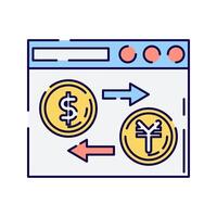 Currency Conversion Window, A web interface displaying exchange between two currencies. vector