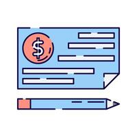 Bank Check, A check with a dollar symbol and a pen, representing financial transactions. vector