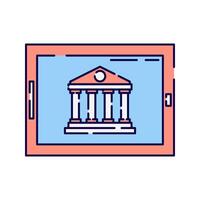 Online Banking, A digital interface with a bank icon, representing digital financial services. vector
