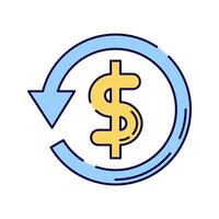 Currency Exchange Icon, A circular icon with a dollar symbol and arrows, representing money conversion. vector