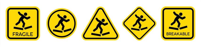 Fragile surface sign. Breakable material sign. Watch your step symbol. vector