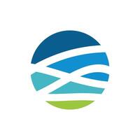 Blue Sea Line in Circle Shape Logo Template Illustration Design. EPS 10. vector