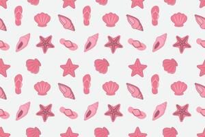 Sea shells with flip flops abstract design seamless repeat pattern vector