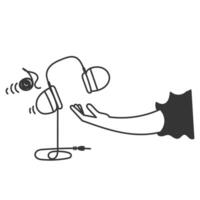 a hand showing for a headphone on a white background vector