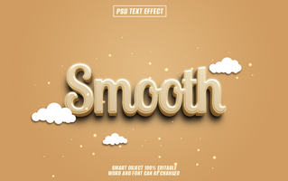 3D golden text effect Smooth with white clouds psd