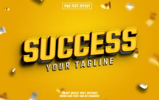3D text effect design Success with yellow and black color psd