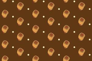 baseball glove with dot colorful seamless pattern on brown background set. doodle softball mitten illustration pattern background. baseball mitt background for baseball sport club merchandise vector