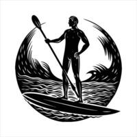 Man paddling on a paddle board vector