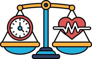 scale with a clock and a heart on it vector