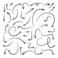 curved sketch arrows hand drawn pointing different directions vector