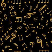 seamless pattern with musical notes on a black background vector