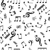 seamless pattern with musical notes on a white background vector