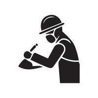 labor working silhouette design on a white background vector