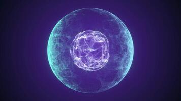 Abstract futuristic flowing blue plasma sphere with purple core, Abstract circle with smooth flowing particles, Magic ball, Abstract background, 4k High Quality, 60 fps video