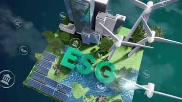 Clean energy ESG business, future environmental conservation and sustainable, 3d rendering video