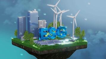 Clean energy ESG business, future environmental conservation and sustainable, 3d rendering video