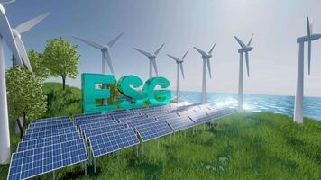 Clean energy ESG business, future environmental conservation and sustainable, 3d rendering video