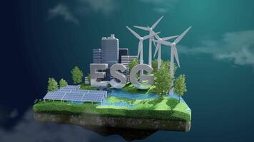 Clean energy ESG business, future environmental conservation and sustainable, 3d rendering video