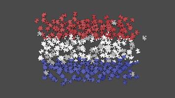 3D Netherlands flag assembled from a puzzle video