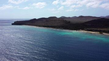 Aerial view over beaches of an island in the Caribbean video