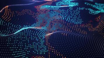 Cyber big data flow. Blockchain data fields. Concept of AI technology, Motion of digital data flow. Connecting dots and lines. Transfer and storage of data sets. 3d rendering Seamless Loop. video