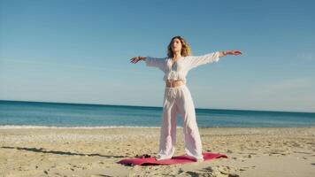 Managing Balance On The Beach With Orientation Exercises Near The Sea Of Girl video