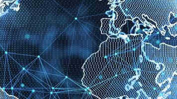 Growing global network and data connections concept.Scientific technology data network surrounding global connectivity. video