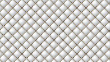 Upholstery quilted background animation. Quilted stitched background pattern. White leather texture sofa backdrop. 4K seamless loop animation video