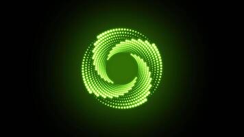Glowing green light ring. Futuristic loading circles and dots animation. Green loading animation of progressing. Green neon lights. Transparent background with alpha channel video